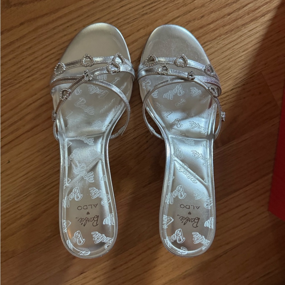 RARE NWT Silver Barbie Aldo Mules with charms